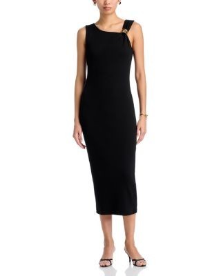 Veronica Beard Jesmira Stretch Cotton Embellished Asymmetric Midi Dress