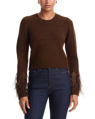 Cinq a Sept Briana Feather Trim Sweater
