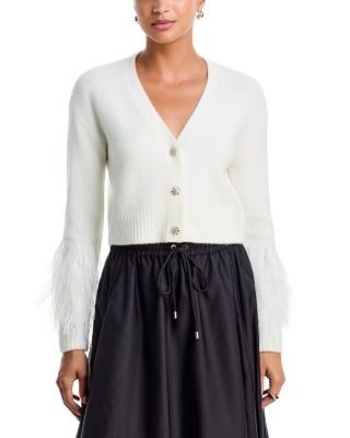 Cinq a Sept Bria Feather Trim Cardigan