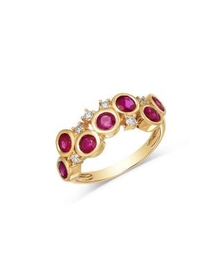 Bloomingdale's Fine Collection Ruby & Diamond Scattered Bezel Ring in 14K Yellow Gold