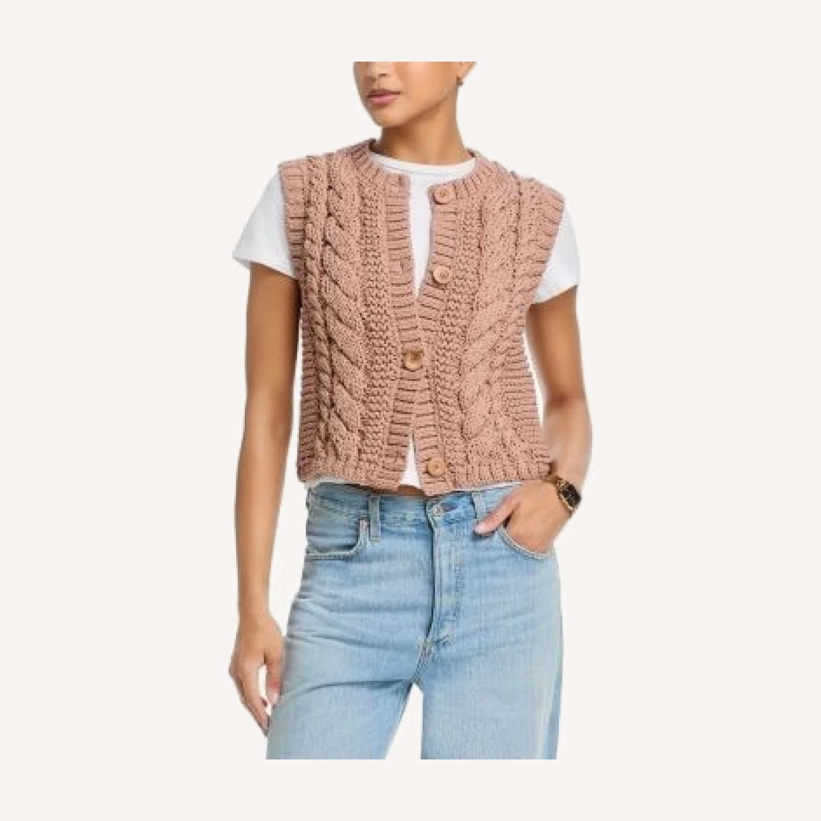 Aqua Sleeveless Cable Knit Sweater - Exclusive