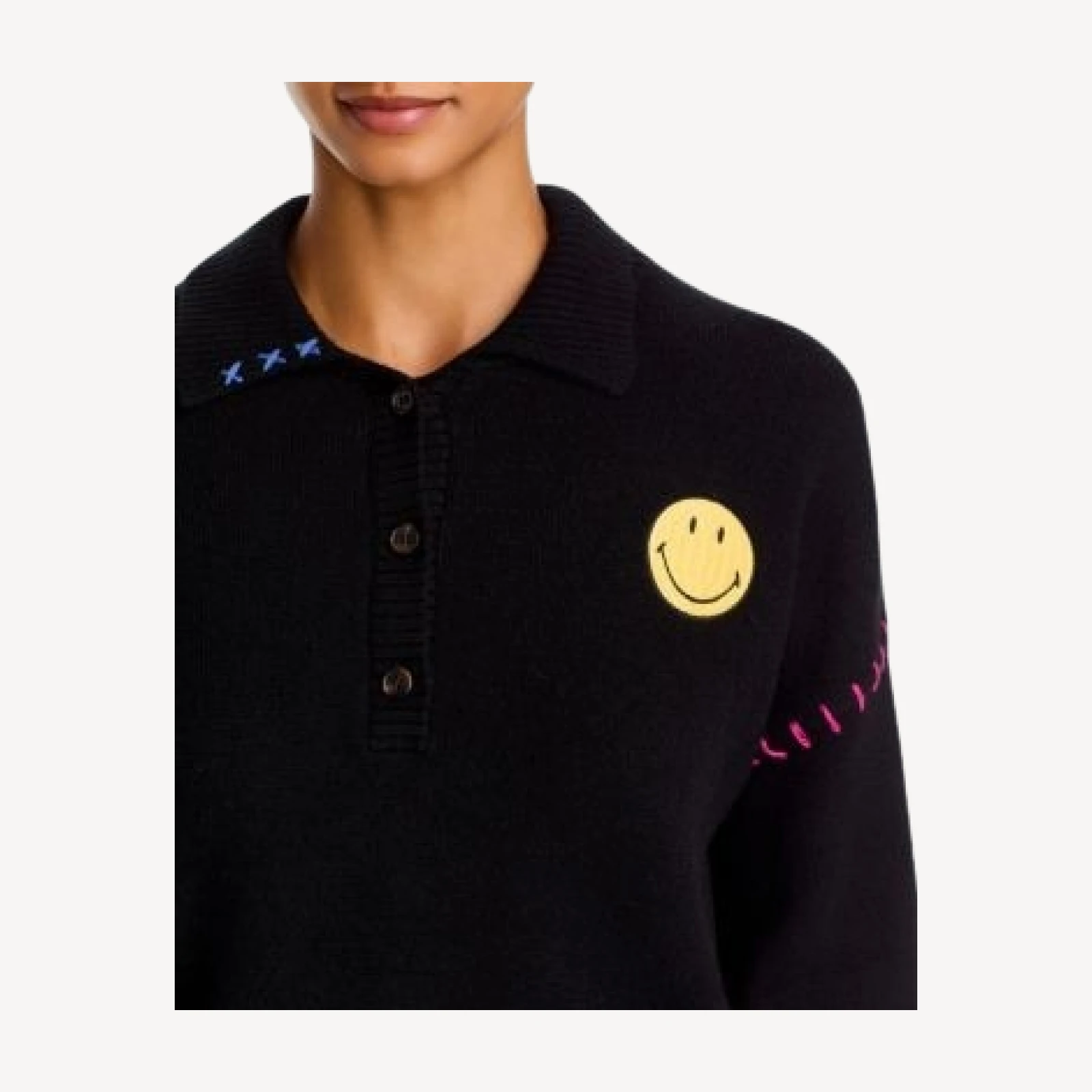 Aqua Whipstitched Polo Sweater - Exclusive