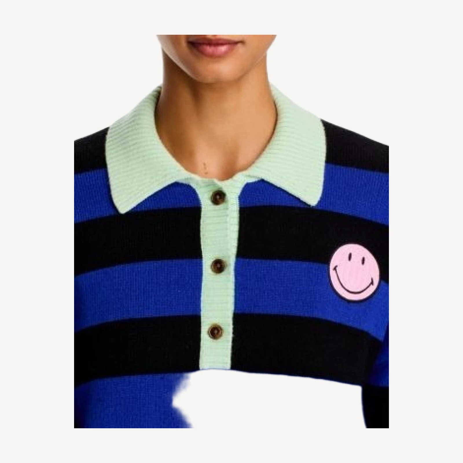 Aqua Smiley Face Rugby Sweater - Exclusive