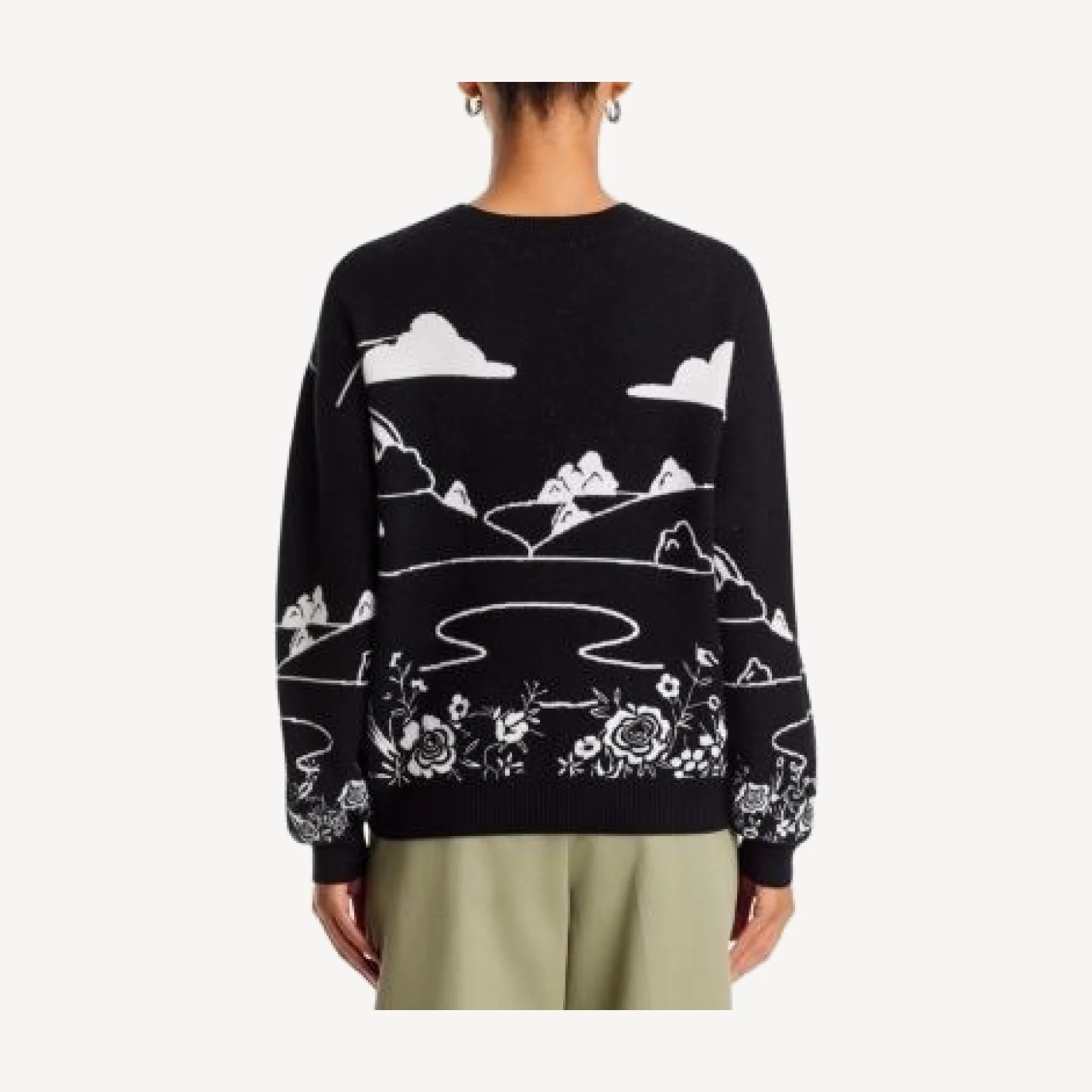 Aqua Smiley Sunset Landscape Crewneck Sweater- Exclusive
