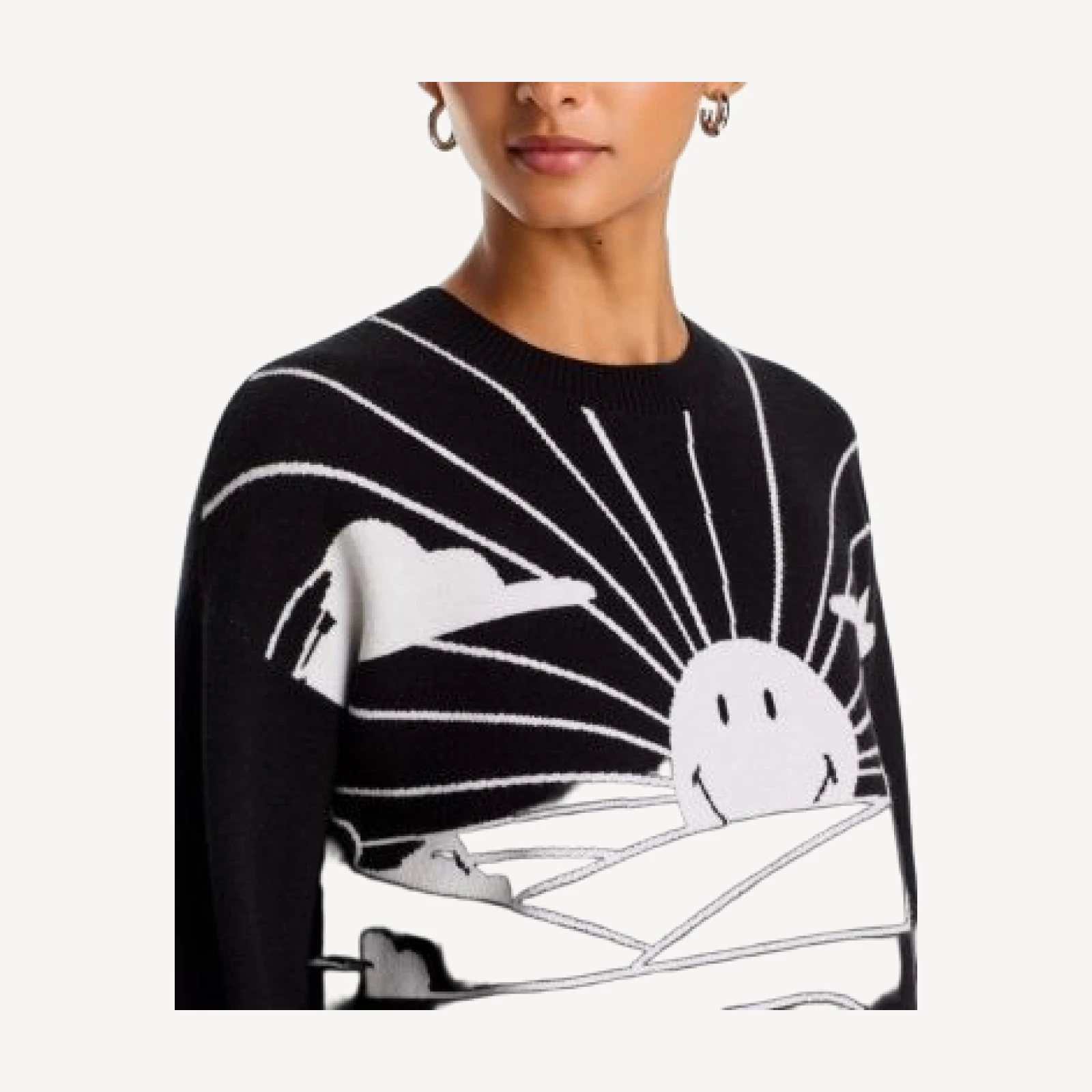 Aqua Smiley Sunset Landscape Crewneck Sweater- Exclusive