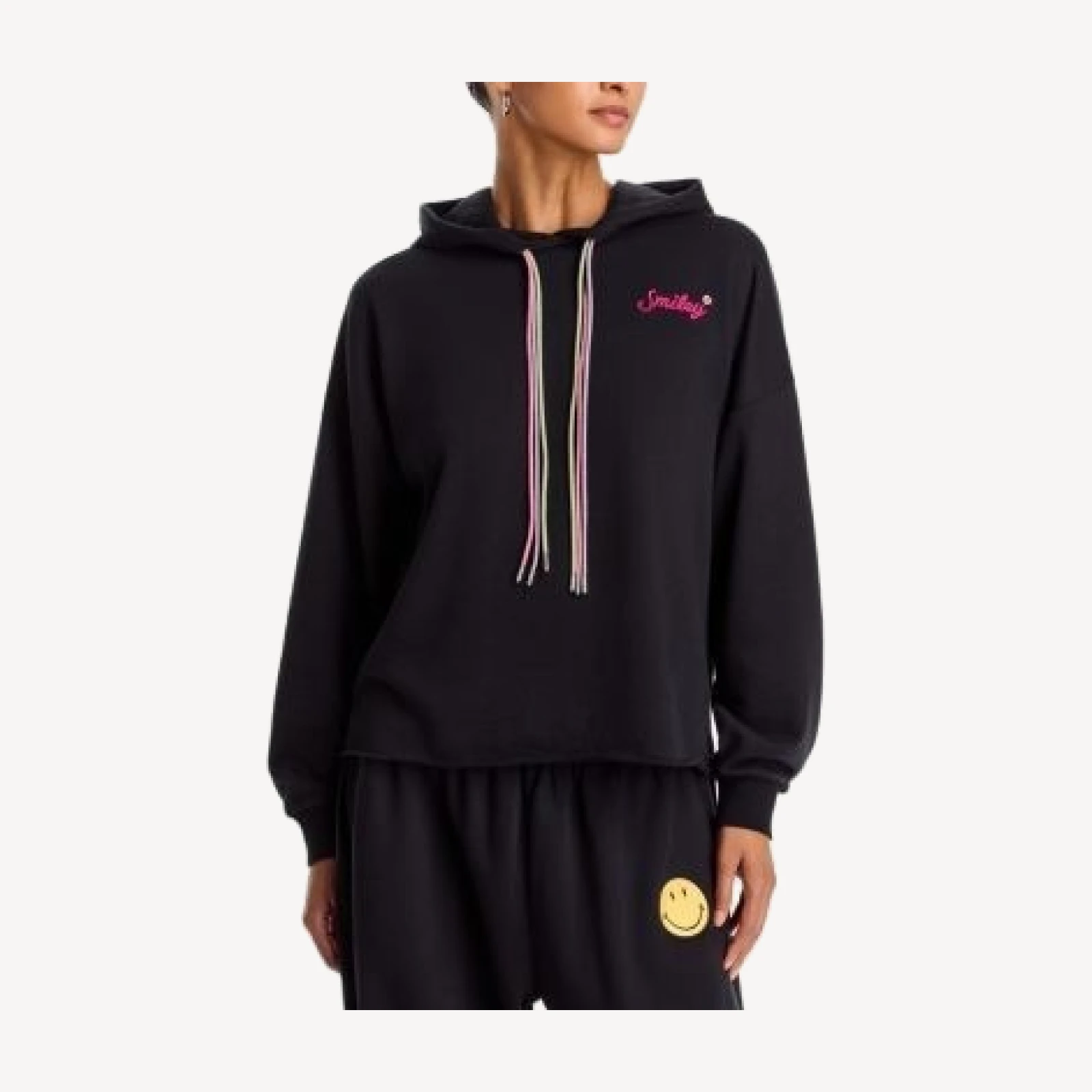 Aqua Smiley Embroidered Hoodie - Exclusive