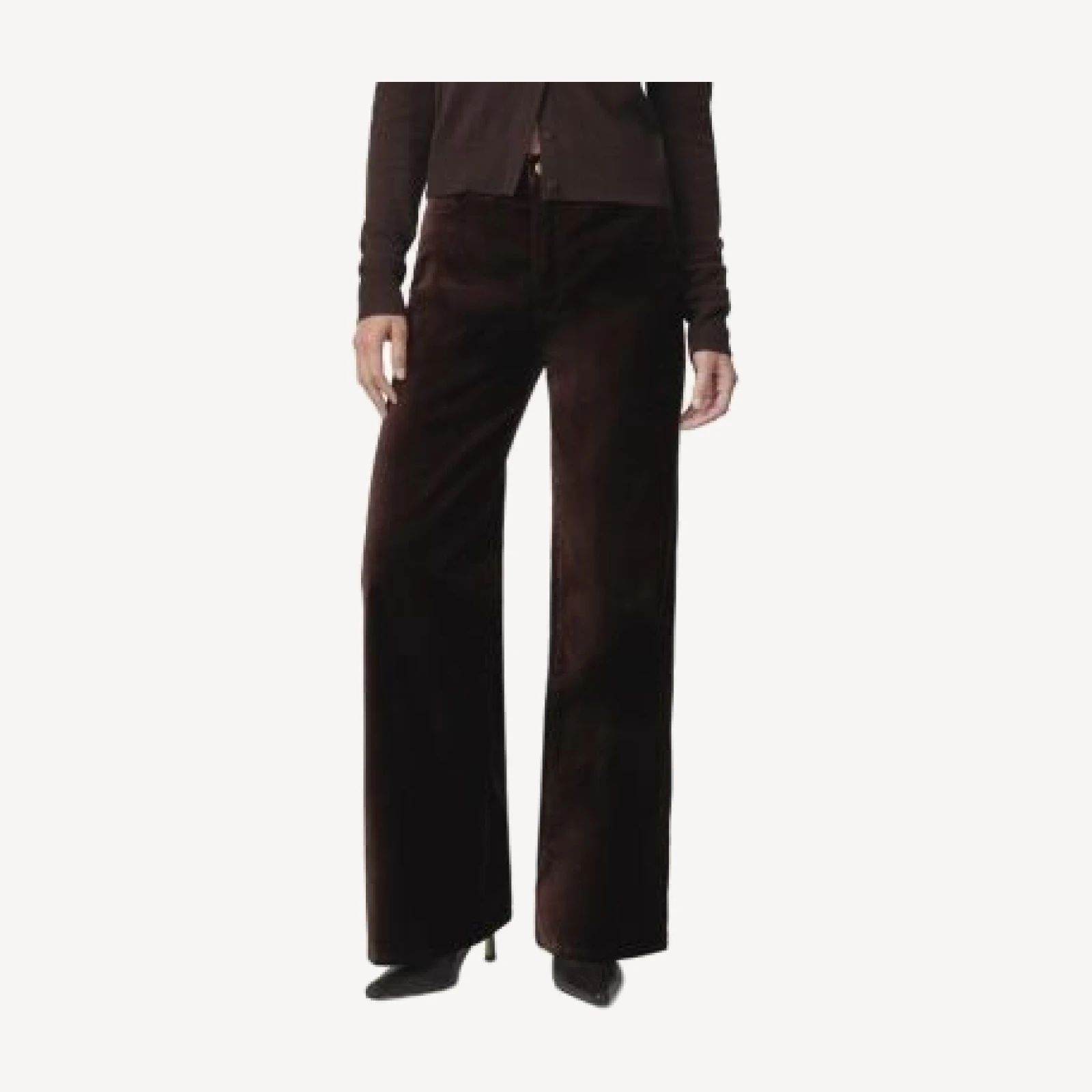 Joe's Jeans The Mia Petite Velveteen Wide Leg Jeans in Coffee Bean