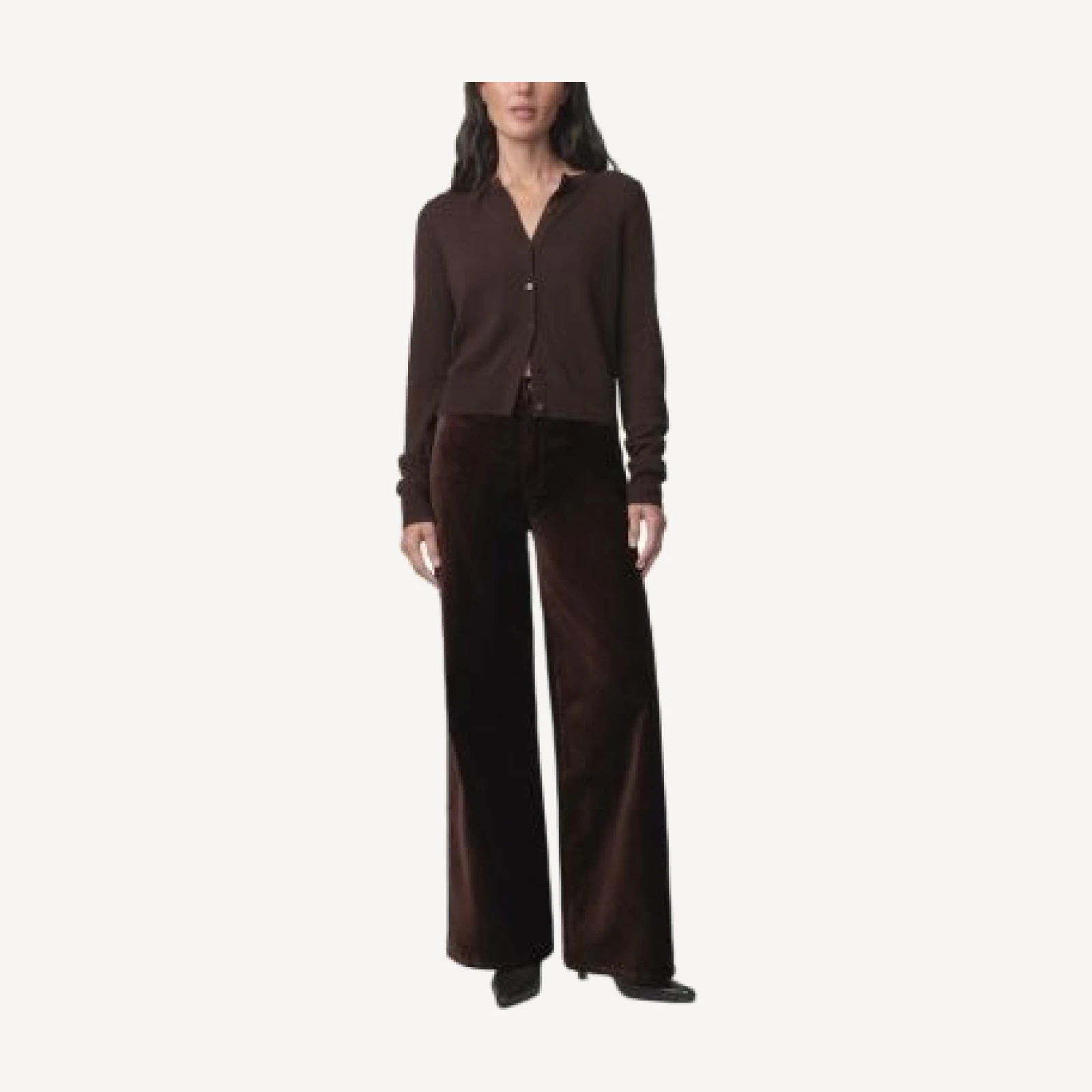 Joe's Jeans The Mia Petite Velveteen Wide Leg Jeans in Coffee Bean