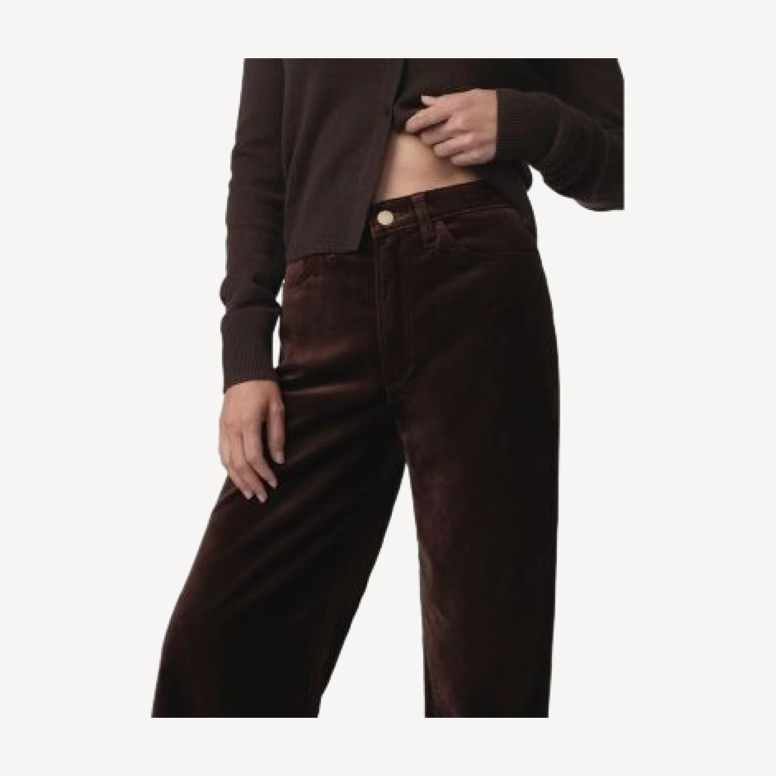 Joe's Jeans The Mia Petite Velveteen Wide Leg Jeans in Coffee Bean
