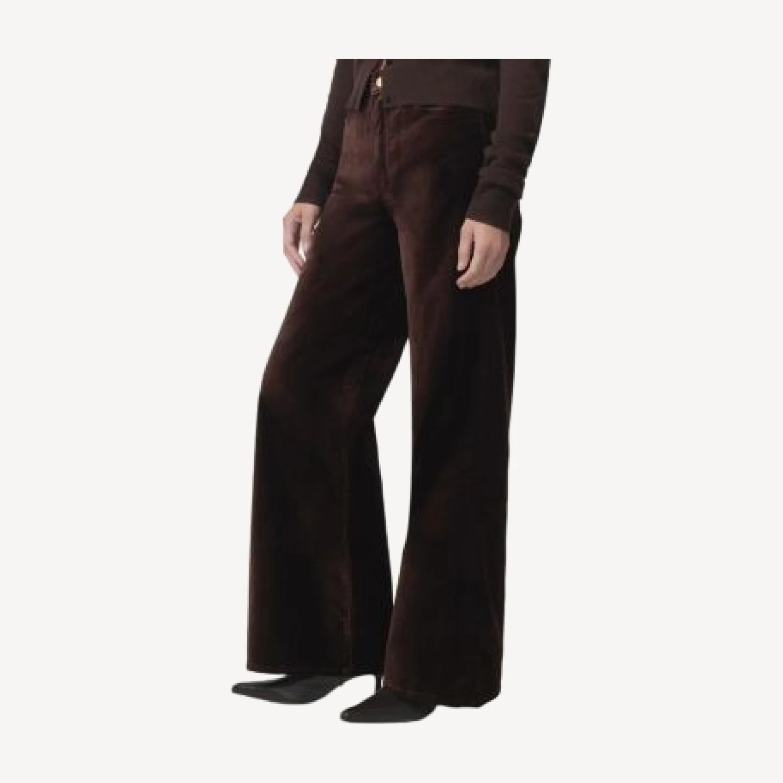 Joe's Jeans The Mia Petite Velveteen Wide Leg Jeans in Coffee Bean