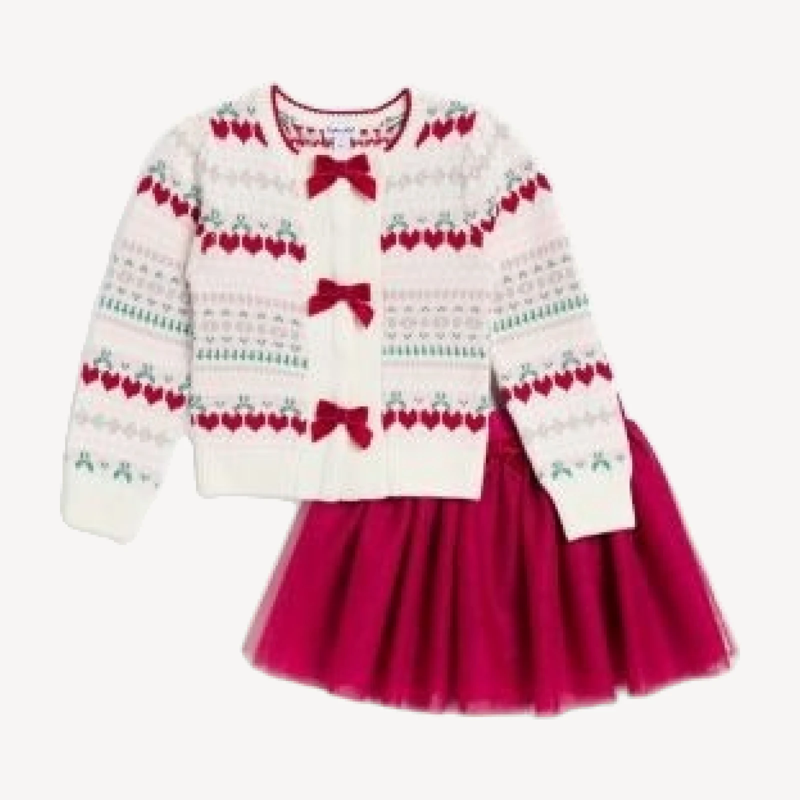 Splendid Girls' Cherry Chic Cardigan & Tulle Skirt Set - Little Kid