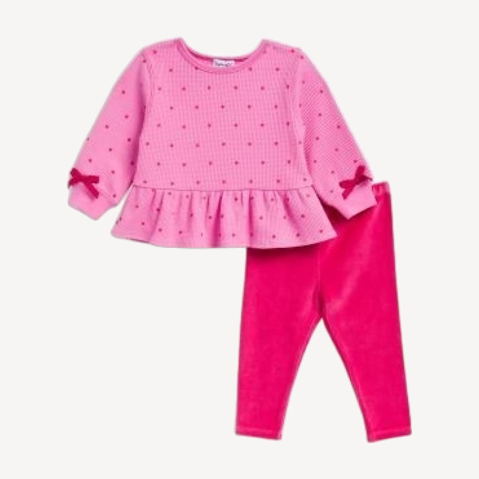 Splendid Girls' Playful Polka Dot Long Sleeved Top & Velour Leggings Set - Little Kid