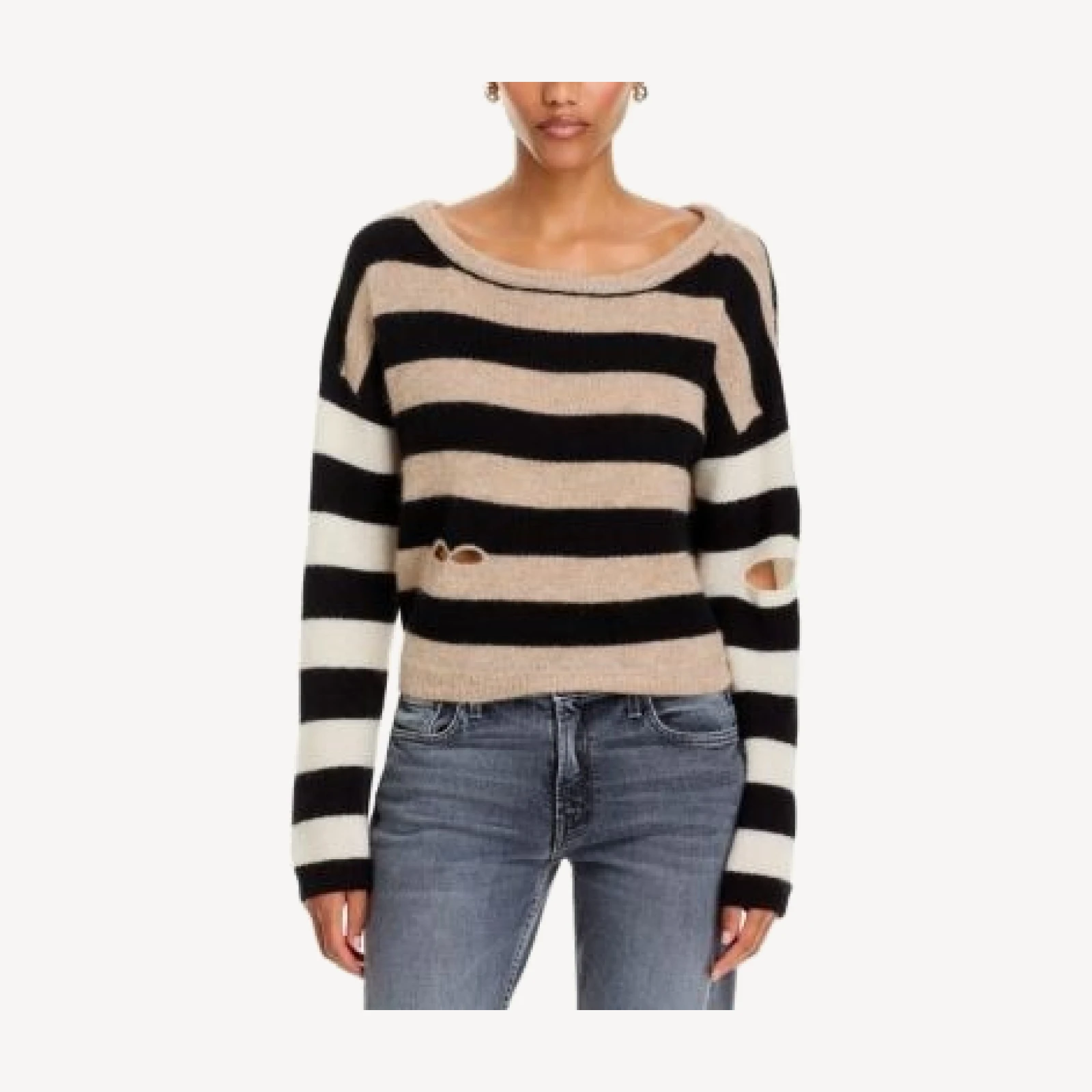 Mother The Cold Shoulder Distressed Sweater