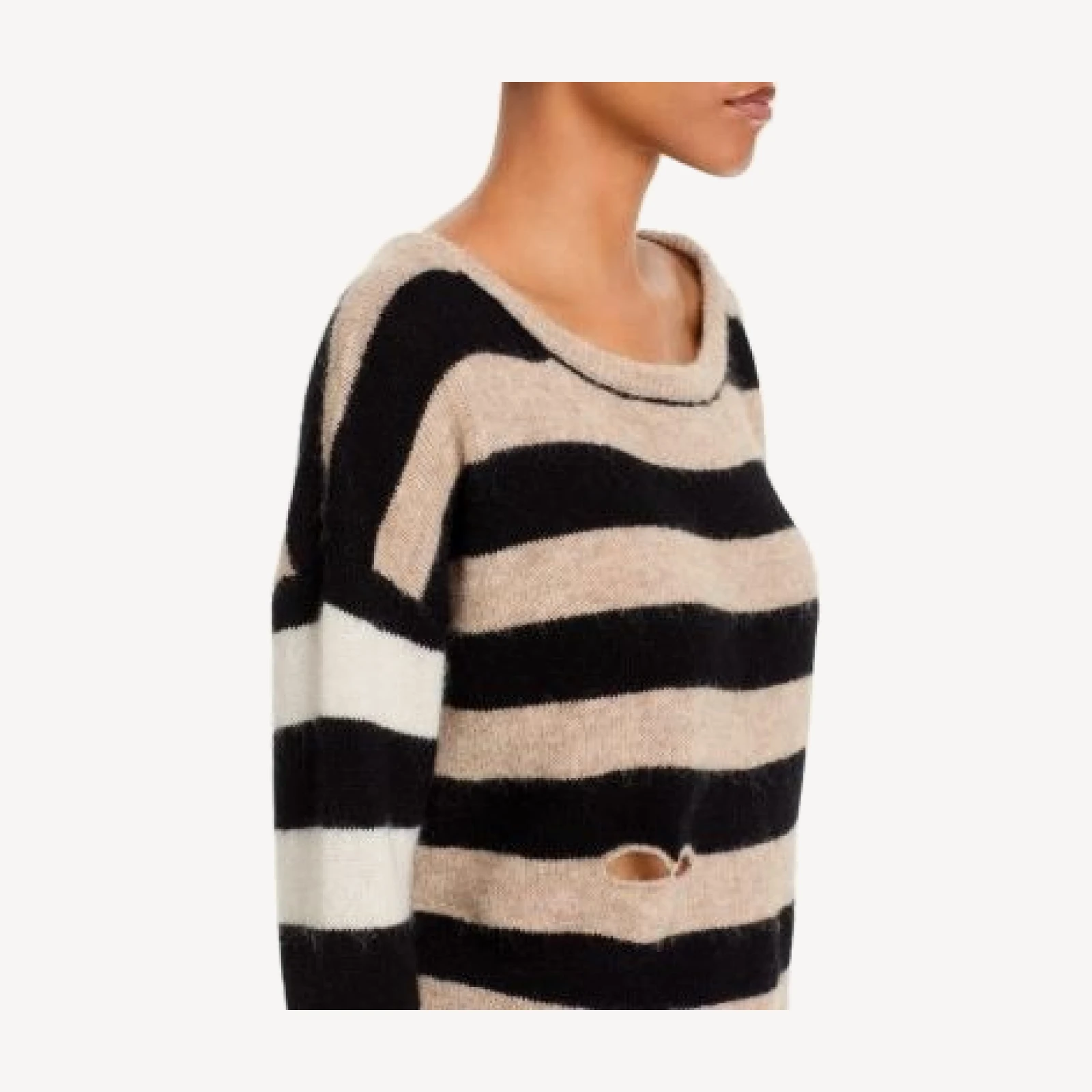 Mother The Cold Shoulder Distressed Sweater