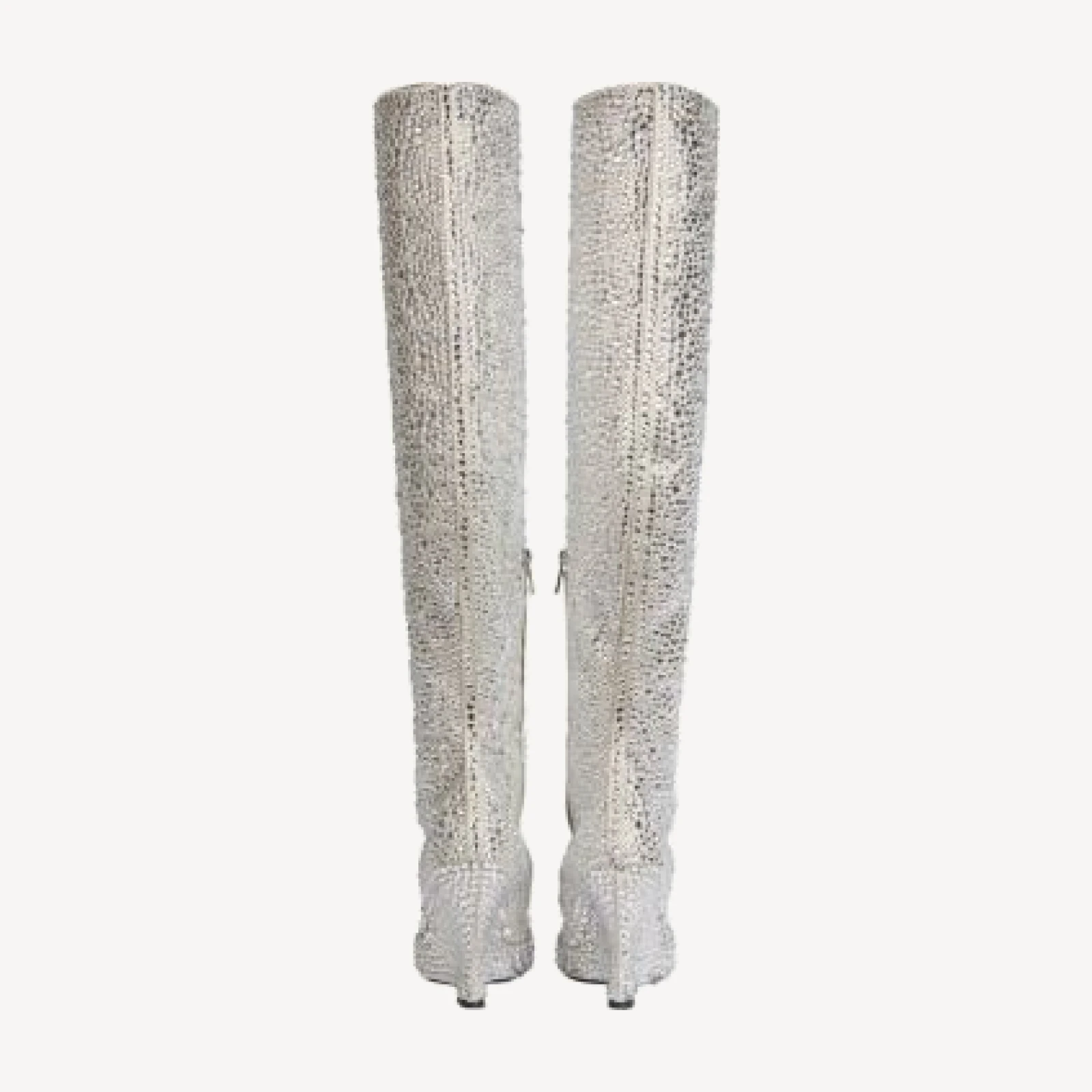 Balmain Women's Wedge Thigh-High Satin Boots with Crystals