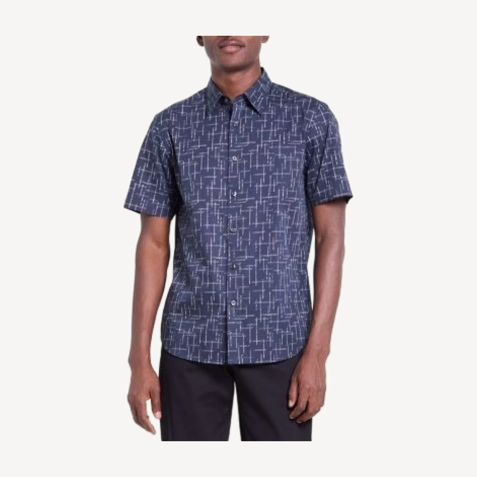 Theory Irving Etched Grid Short Sleeve Shirt