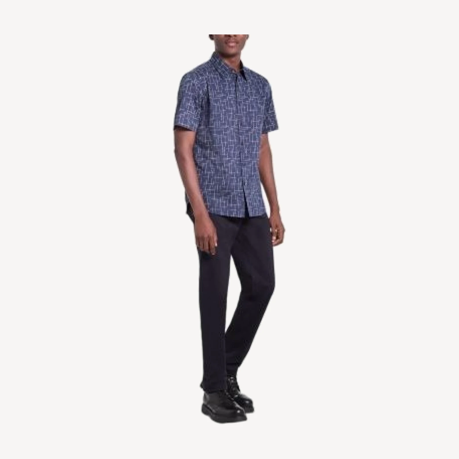 Theory Irving Etched Grid Short Sleeve Shirt