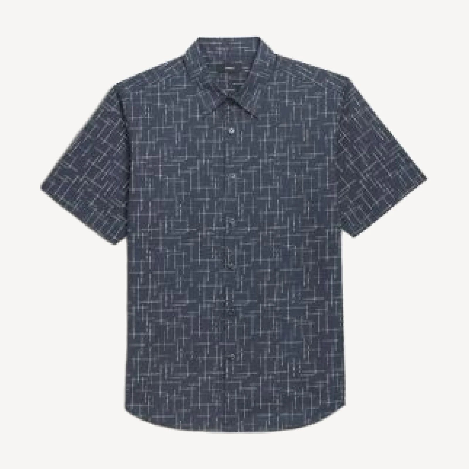 Theory Irving Etched Grid Short Sleeve Shirt