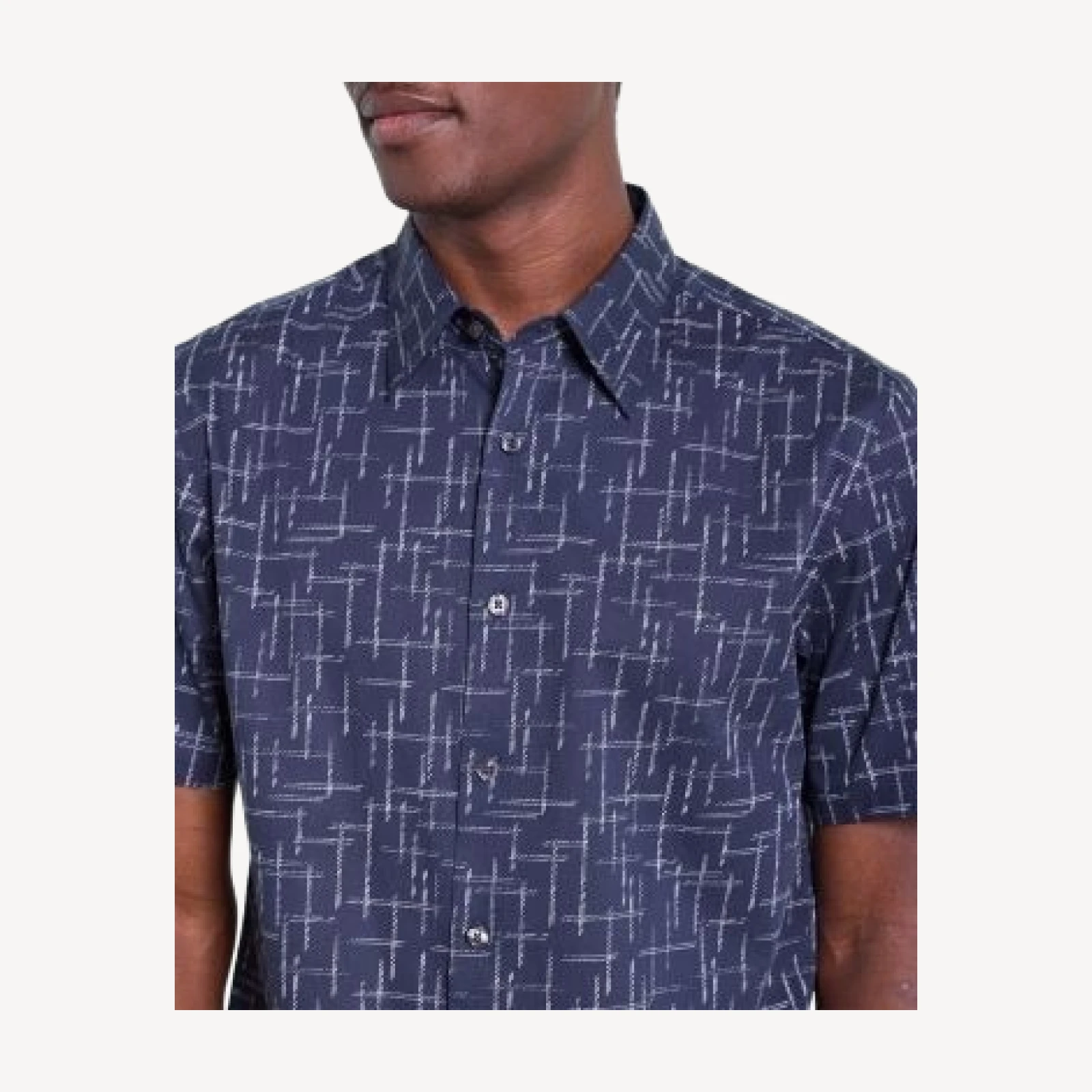 Theory Irving Etched Grid Short Sleeve Shirt