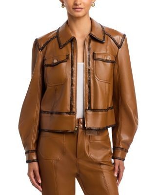 Cinq a Sept Kimmy Whipstitch Faux Leather Jacket