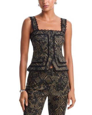 Cinq a Sept Myra Printed Patchwork Lace Top