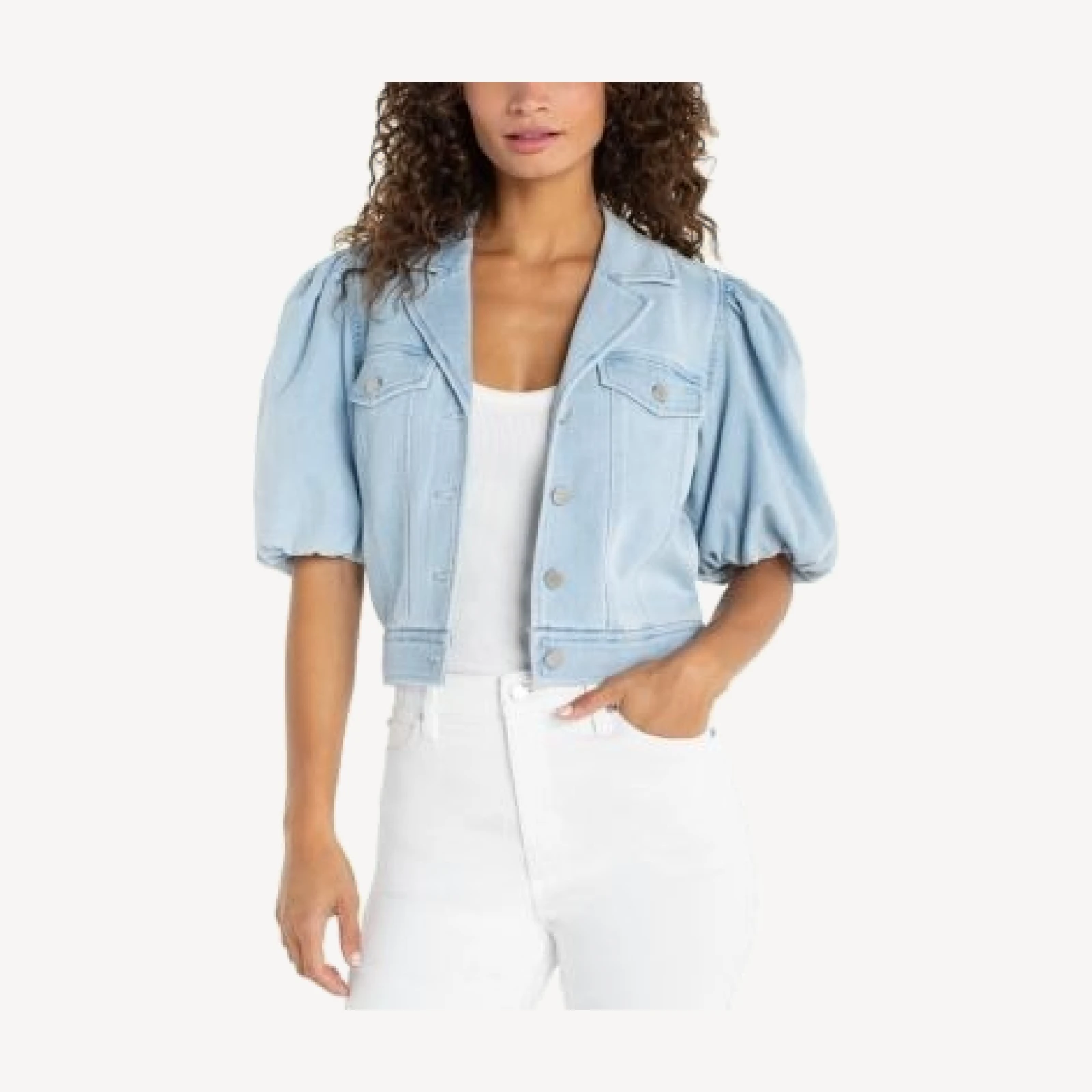 Liverpool Los Angeles Puff Sleeve Cropped Trucker Jacket