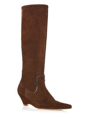 Cinq a Sept Women's Marta Stitched Suede Knee High Boots