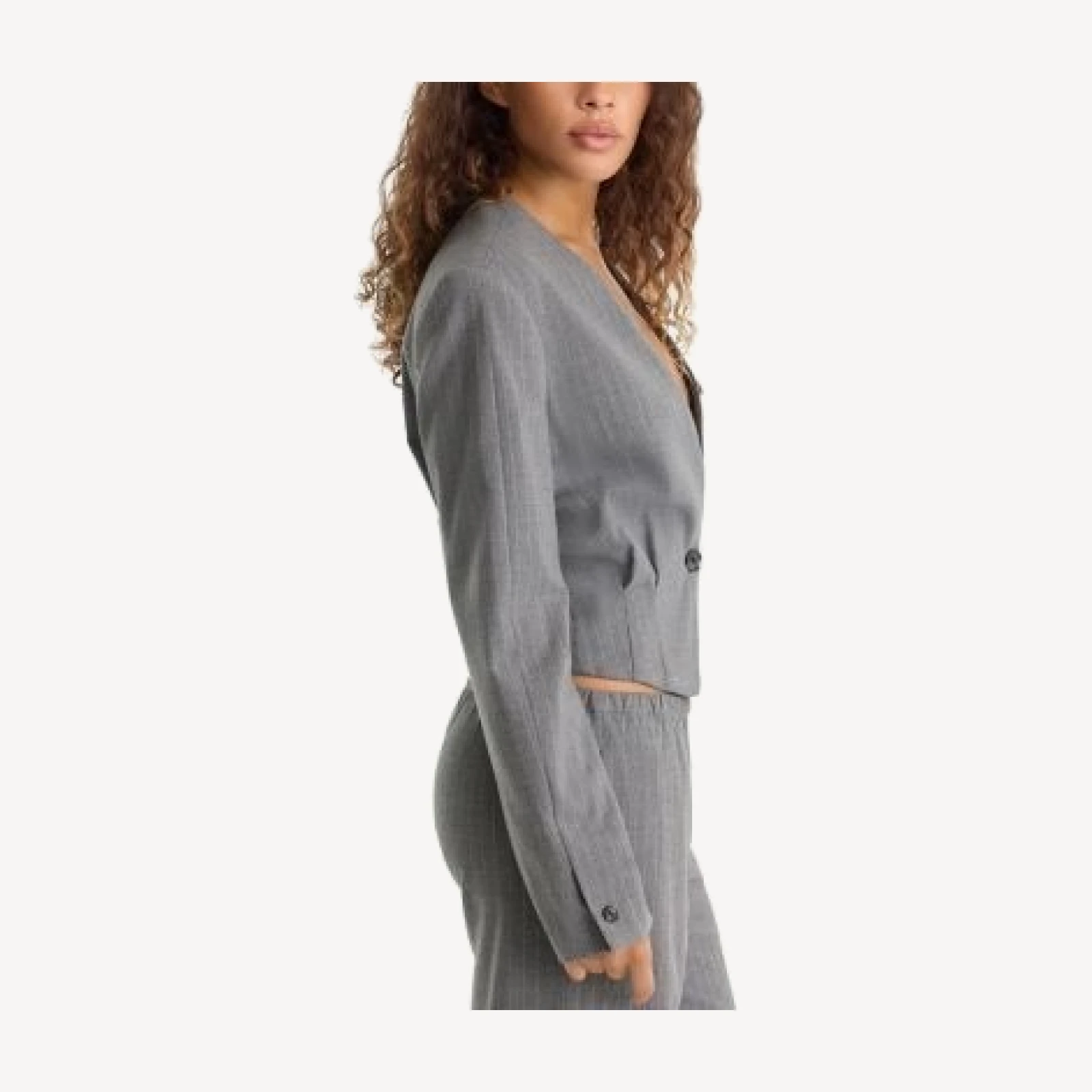 Good American The Collarless Pinstriped One Button Blazer