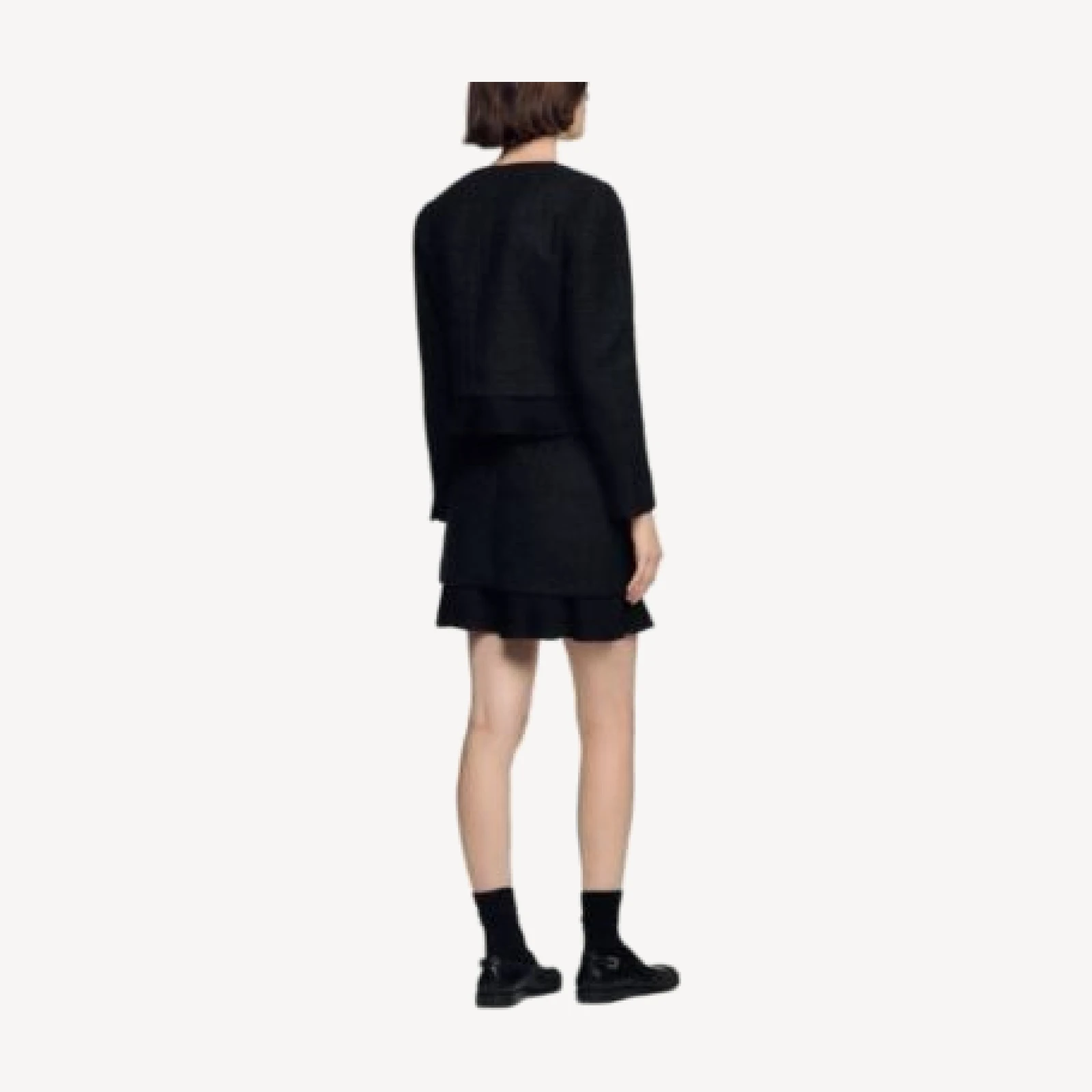Sandro Paloma Ruffled Hem Tweed Jacket