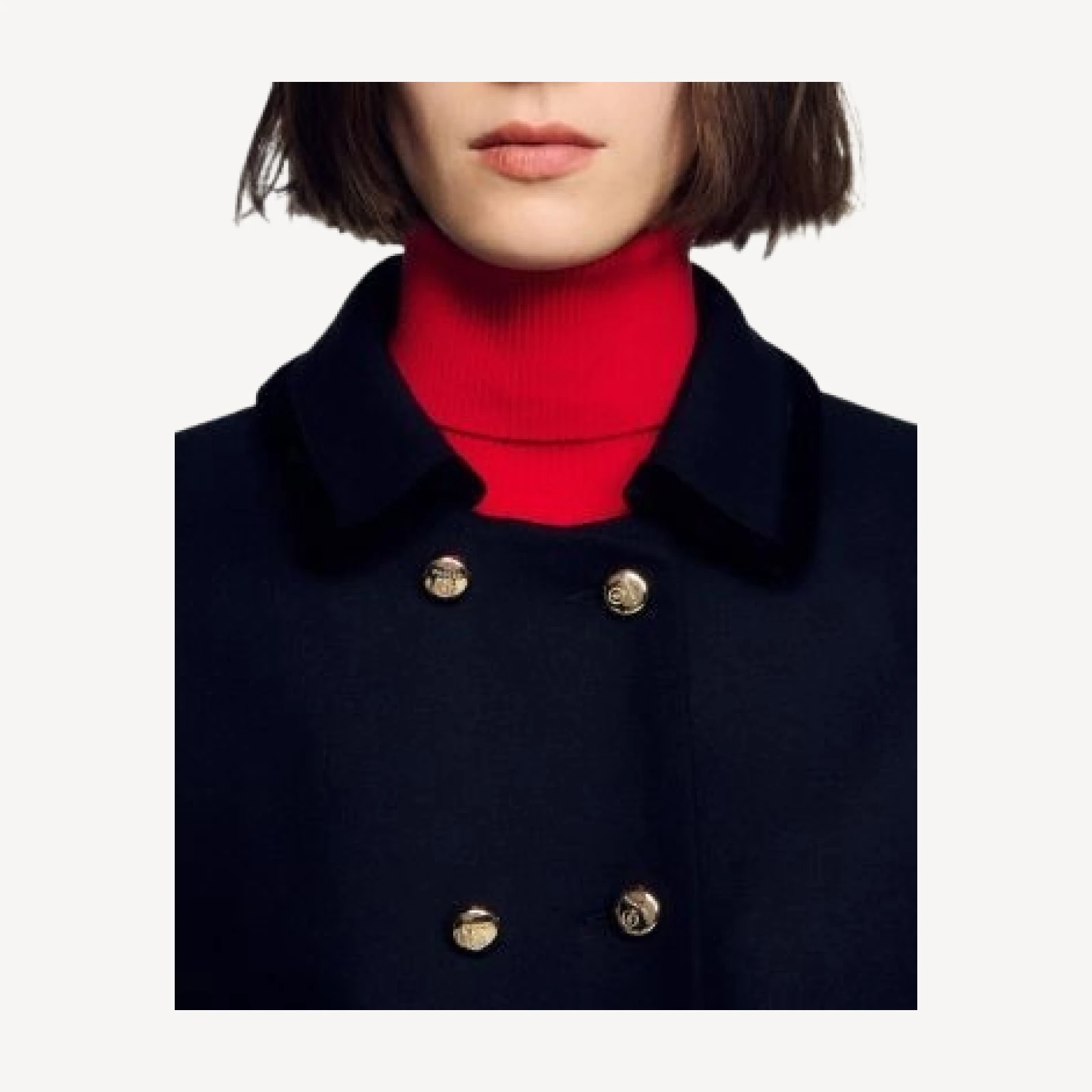 Sandro Lawrence Wool Blend Velvet Collar Coat