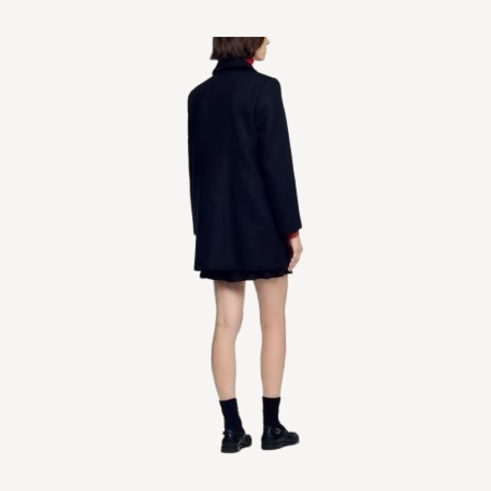 Sandro Lawrence Wool Blend Velvet Collar Coat