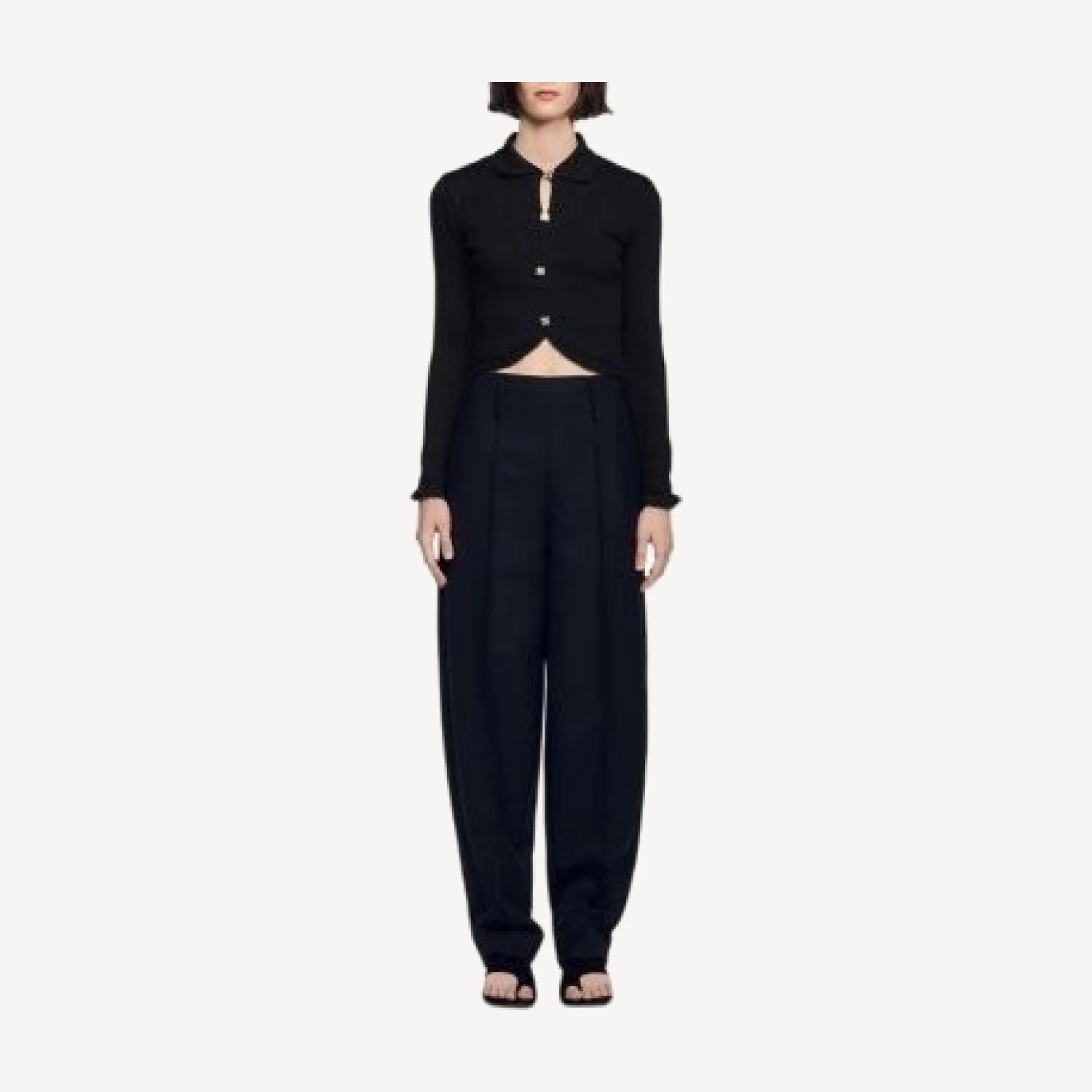 Sandro Maina Fringe Trim Cropped Cardigan