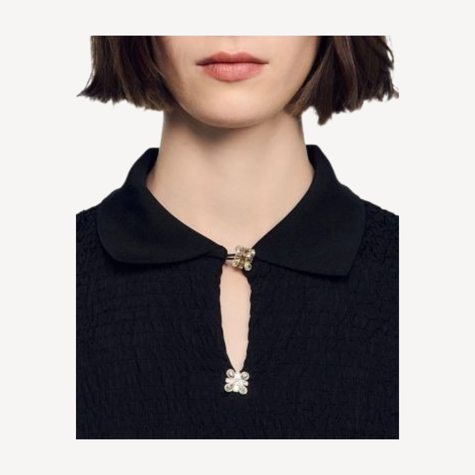 Sandro Maina Fringe Trim Cropped Cardigan