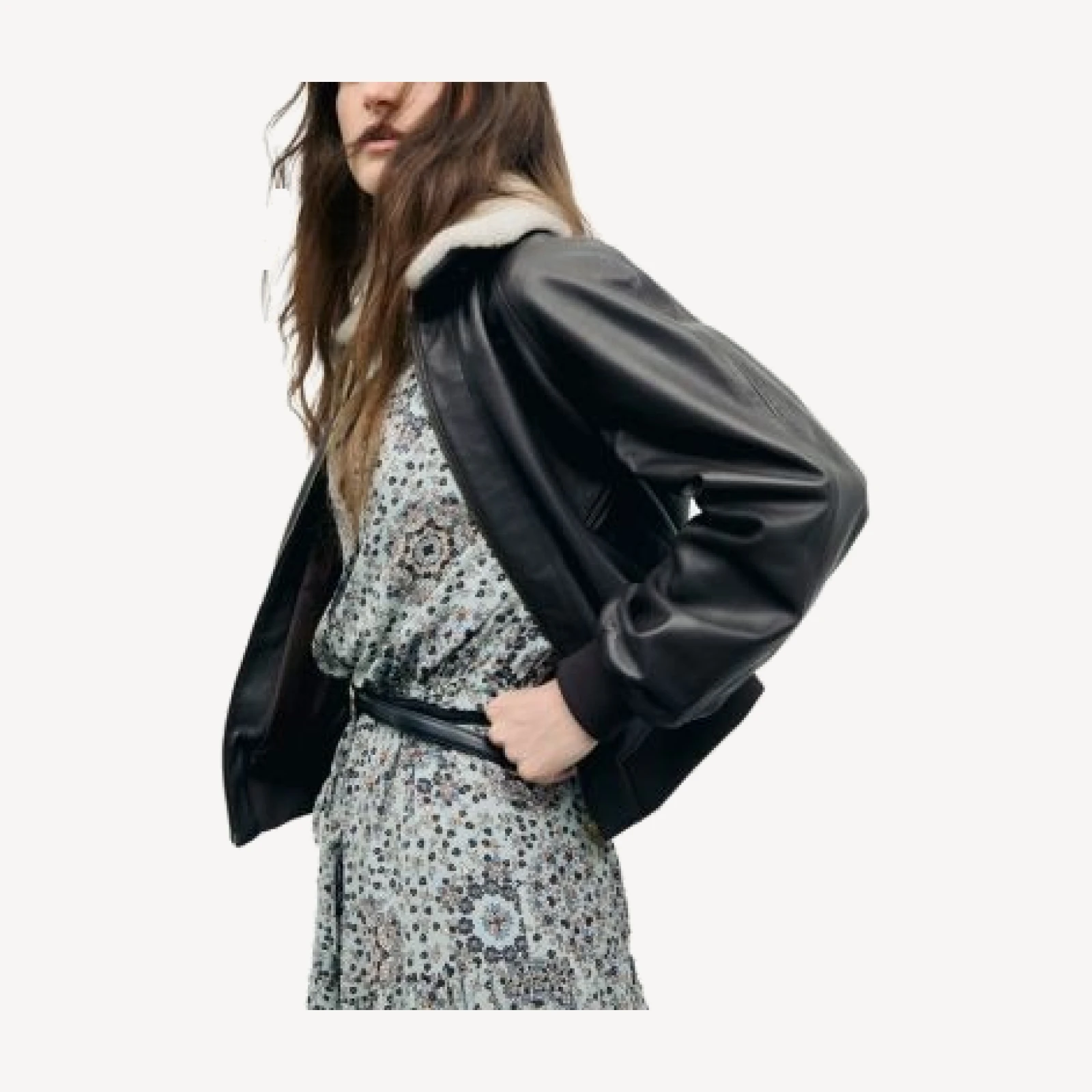 Gerard Darel Paola Leather Zip Front Bomber Jacket