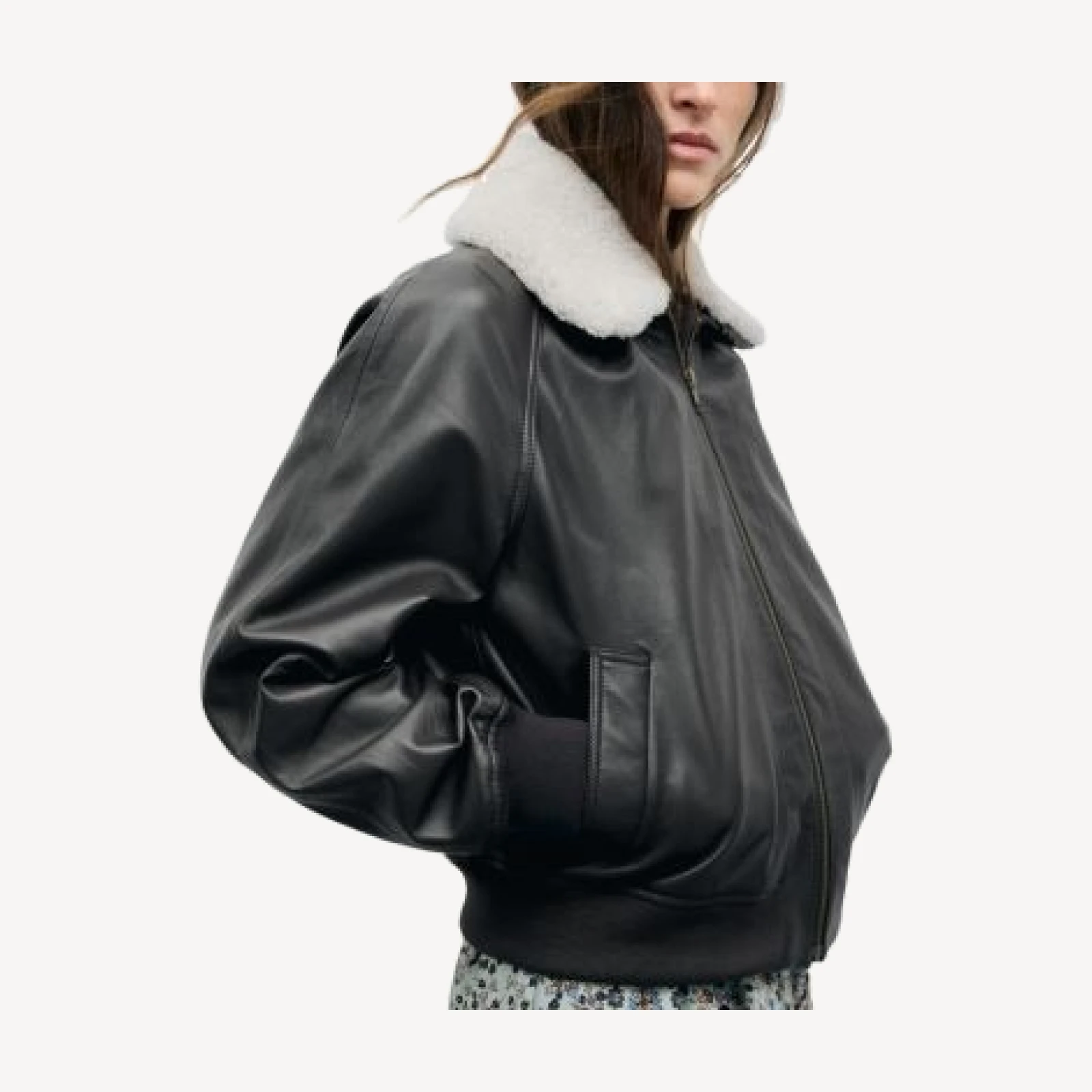 Gerard Darel Paola Leather Zip Front Bomber Jacket