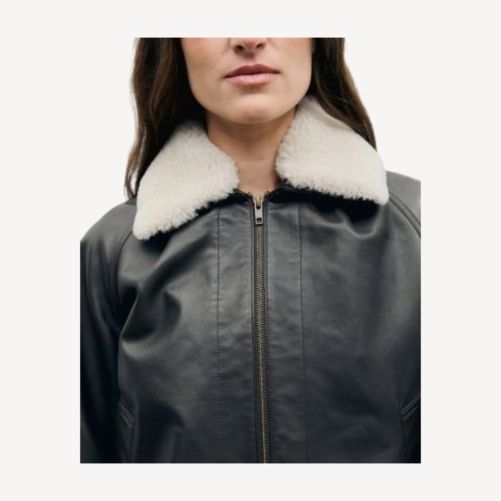 Gerard Darel Paola Leather Zip Front Bomber Jacket