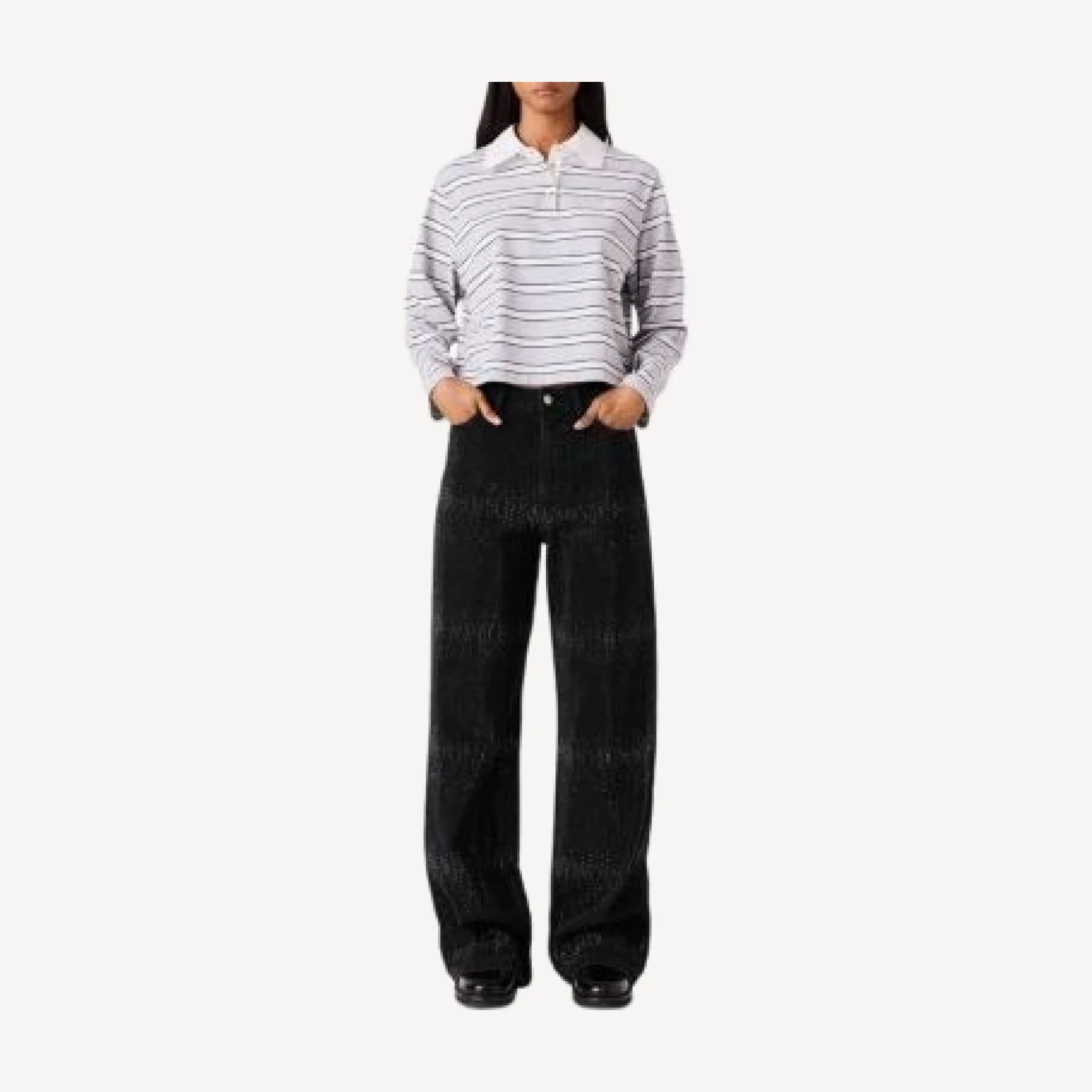 Maje High Rise Wide Leg Rhinestone Jeans in Black