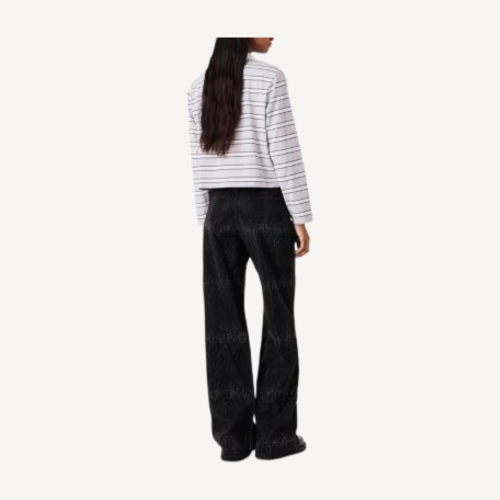 Maje High Rise Wide Leg Rhinestone Jeans in Black