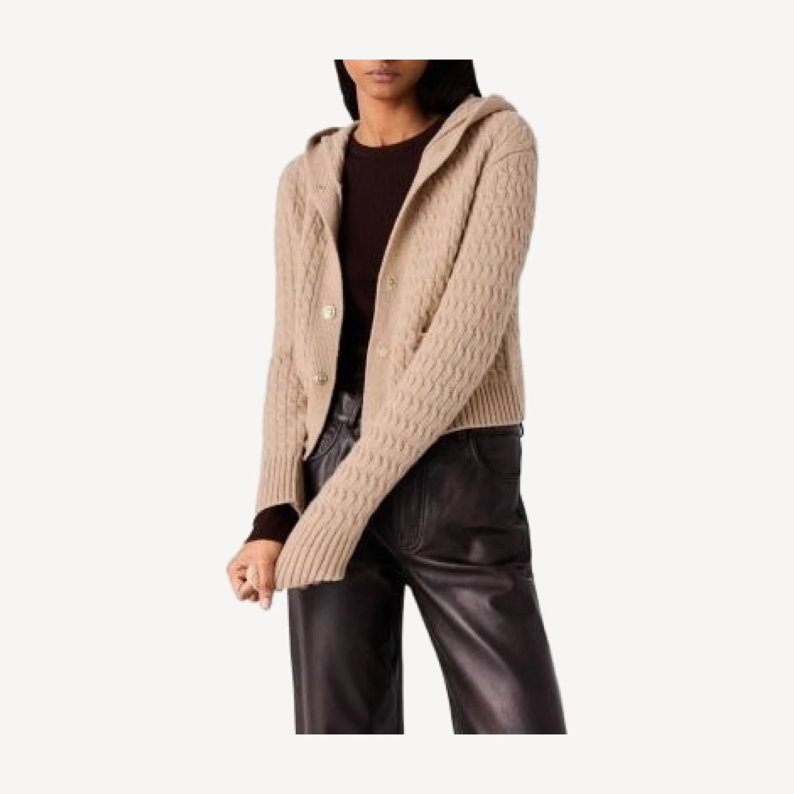 Maje Wool Hooded Cardigan Sweater