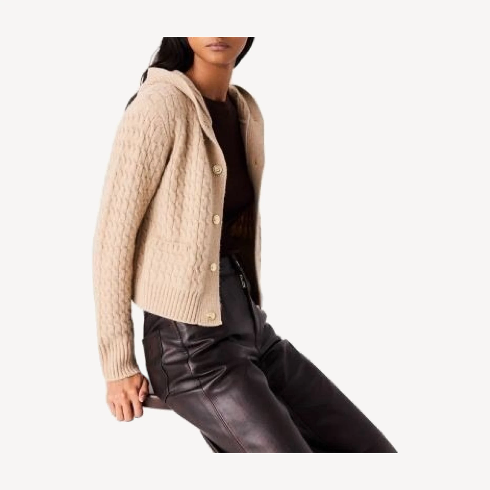 Maje Wool Hooded Cardigan Sweater