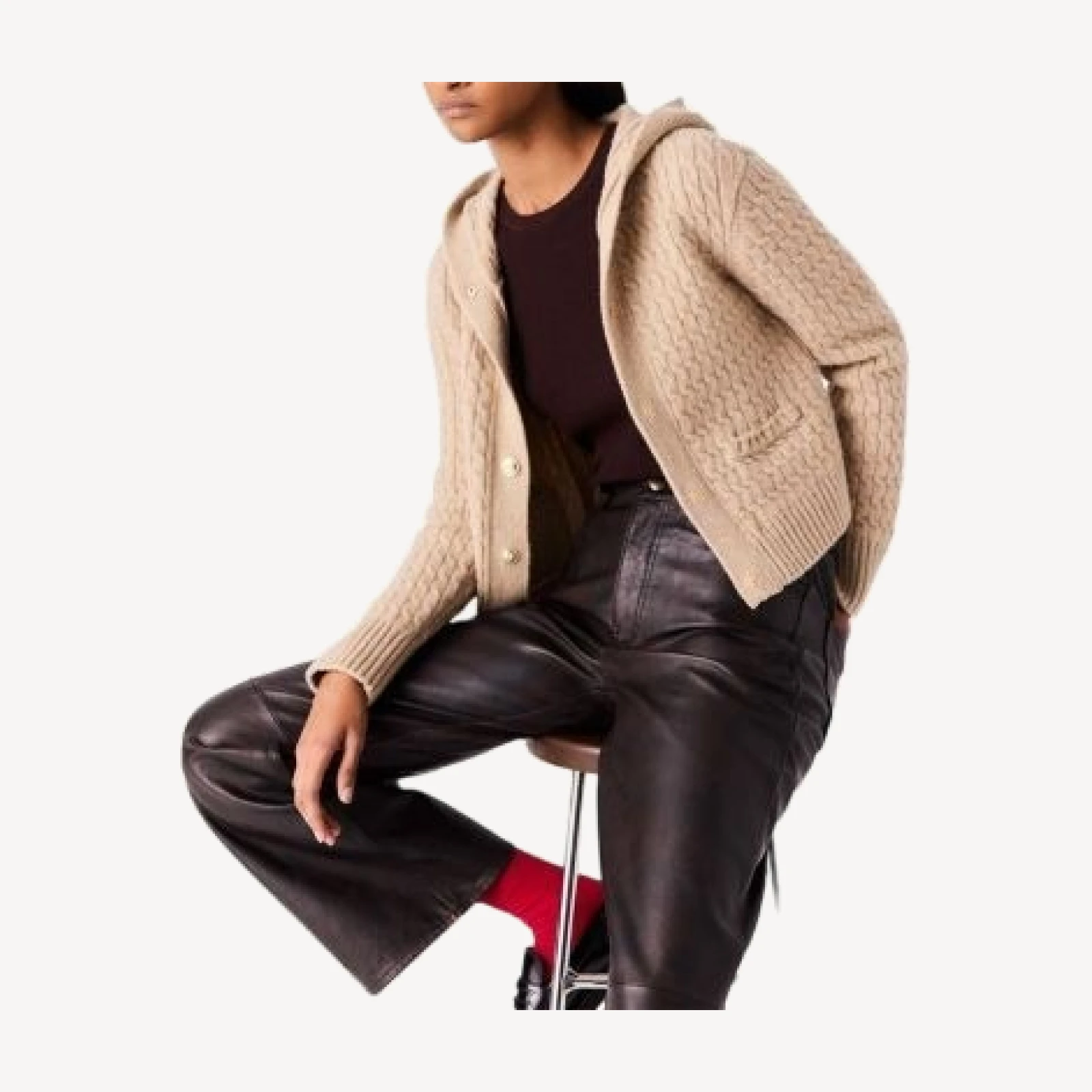 Maje Wool Hooded Cardigan Sweater