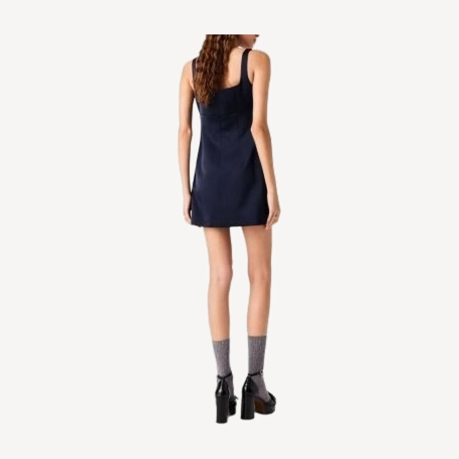 Maje Rhinestone Embroidered Square Neck Mini Dress