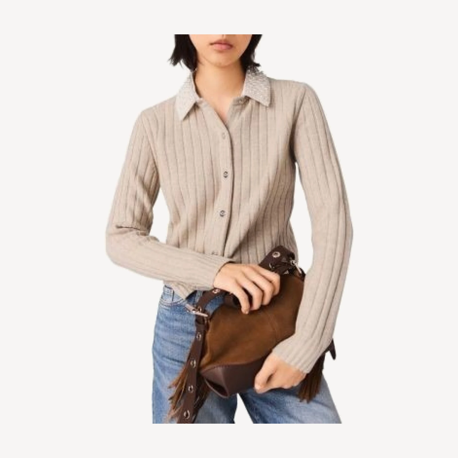 Maje Removable Collar Cardigan