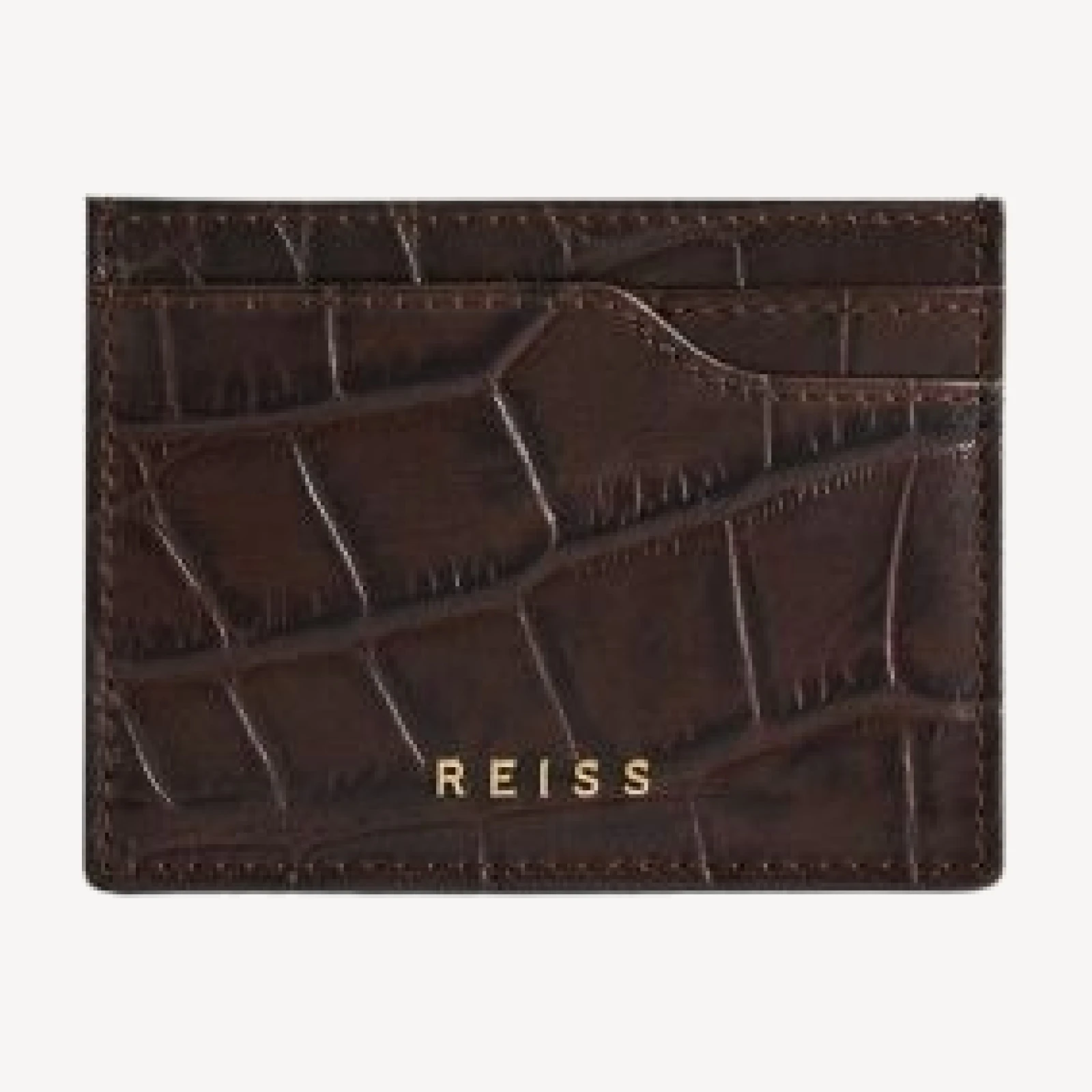 Reiss Cabot Croc Embossed Leather Card Case