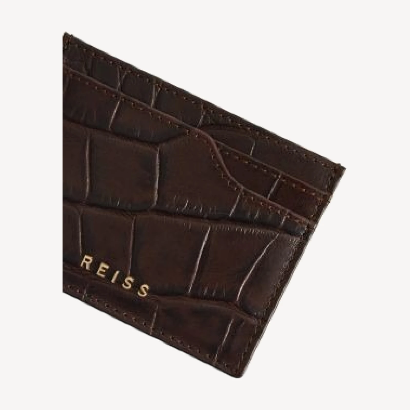 Reiss Cabot Croc Embossed Leather Card Case