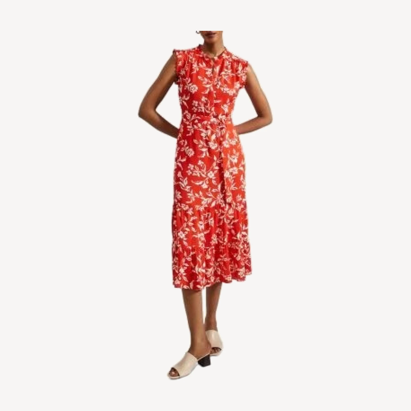 Hobbs London Elsa Ruffled Midi Dress