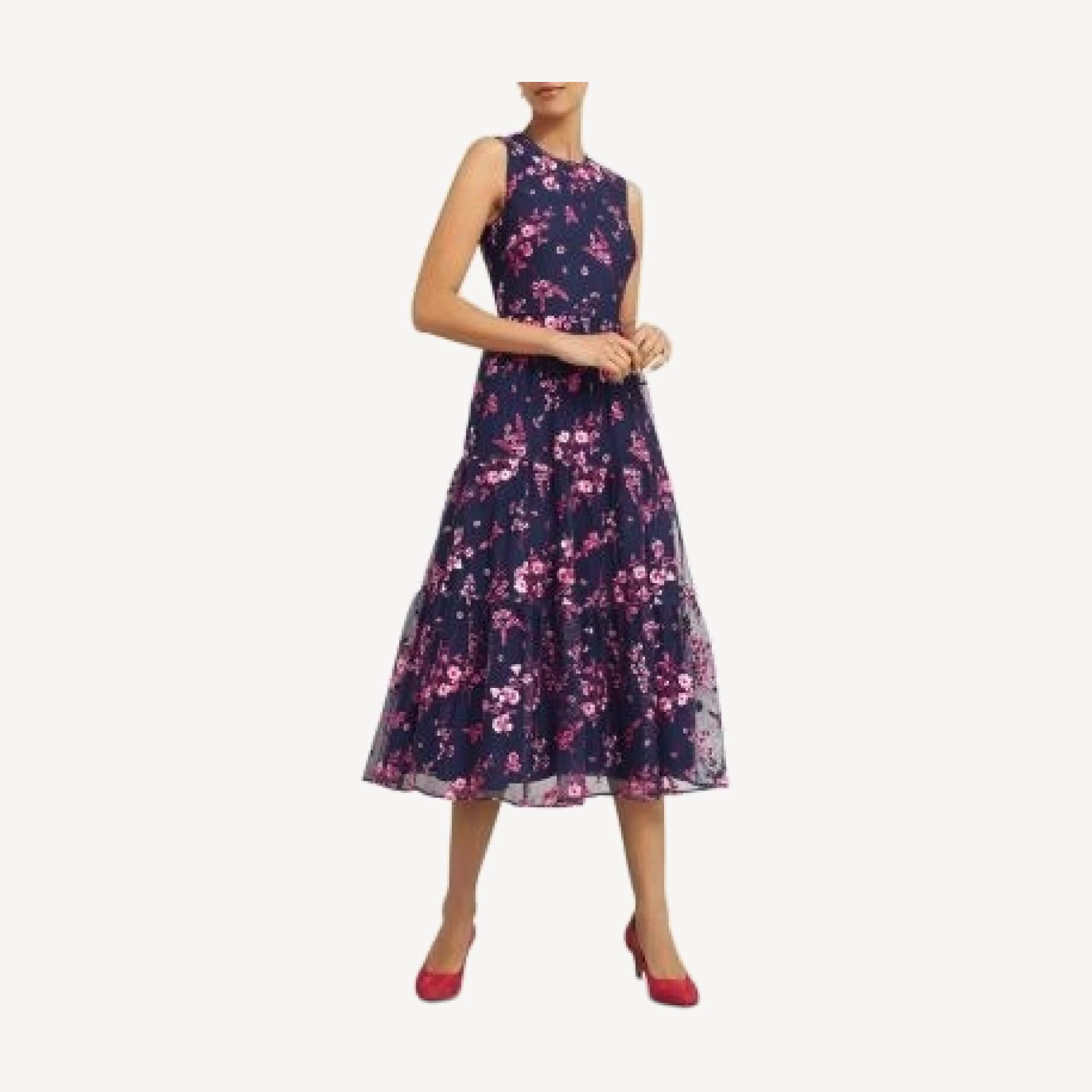 Hobbs London Bethany Floral Embroidered Midi Dress