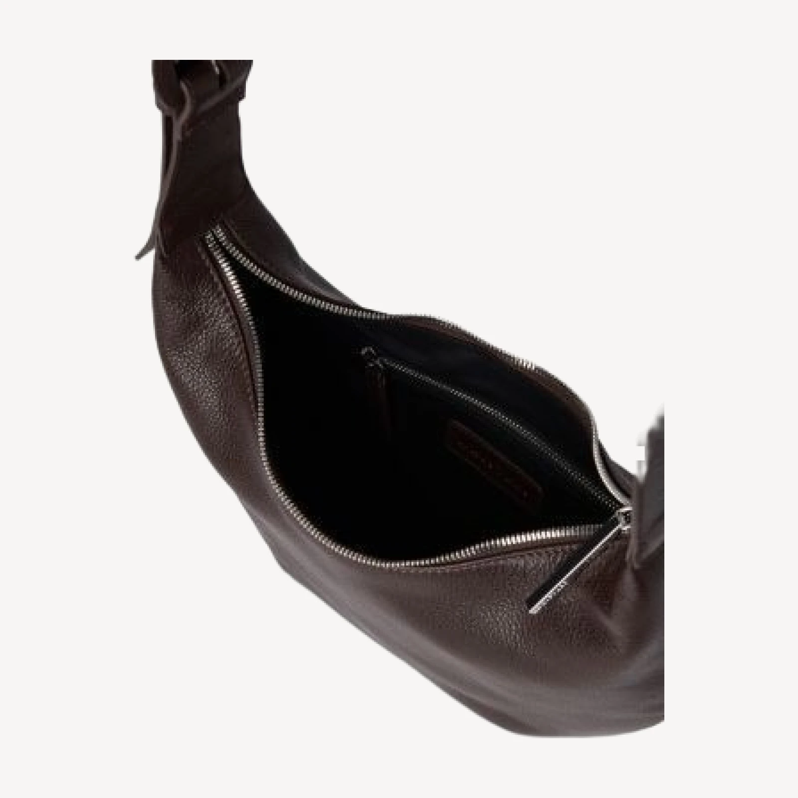 Whistles Sia Small Curved Brown Leather Crossbody Bag