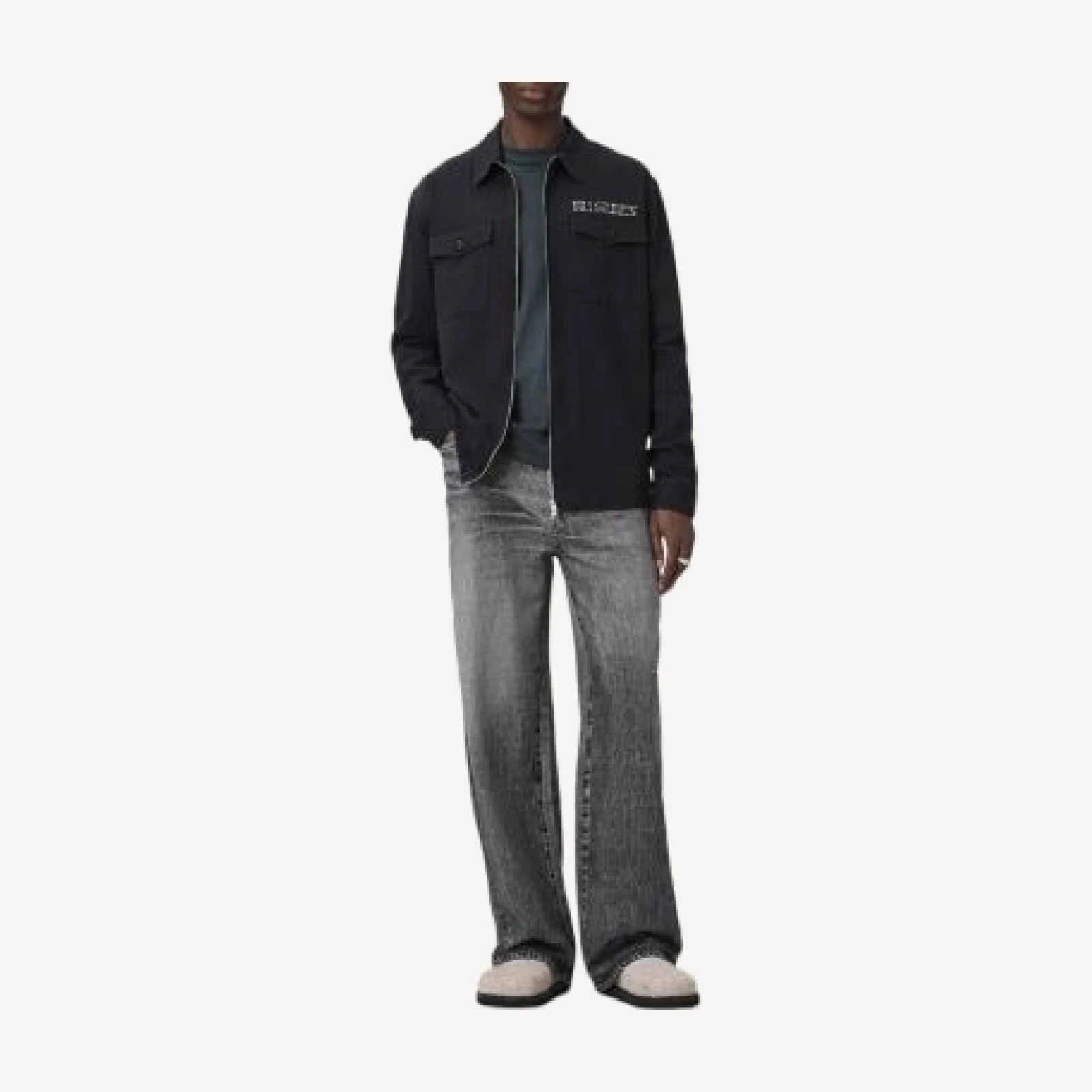 Allsaints Wide Fit Lenny Jeans in Illusion Black
