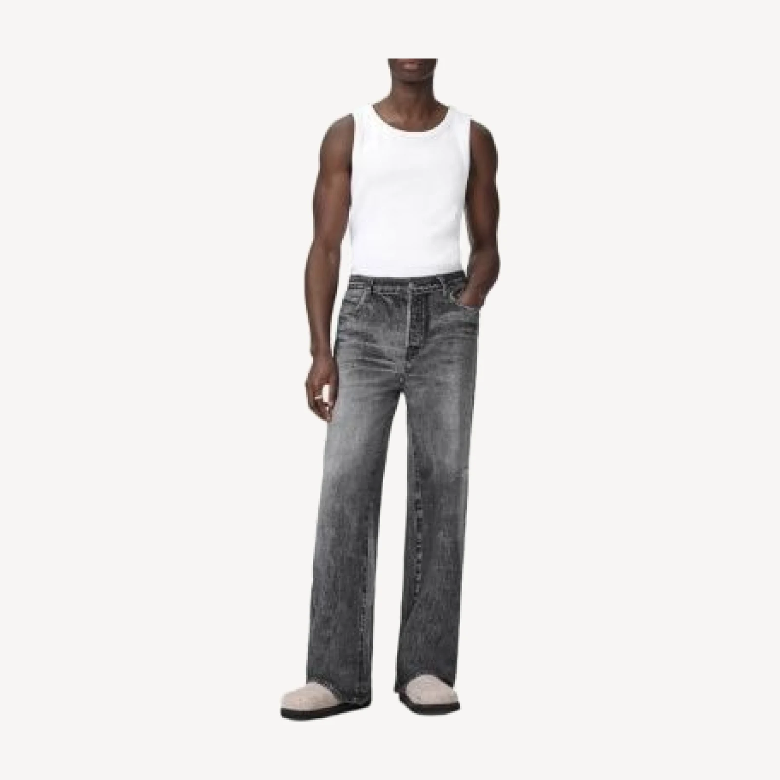Allsaints Wide Fit Lenny Jeans in Illusion Black